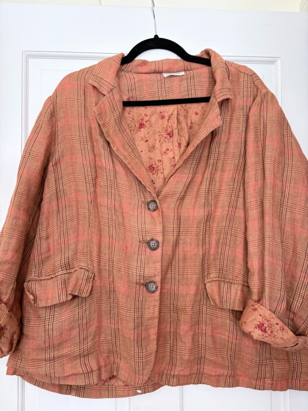 Sundance Peach and Tan Plaid Jacket